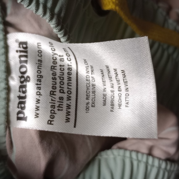 Patagonia Baggies Shorts Girls Size Large Tan Teal WAPT - Picture 7 of 8
